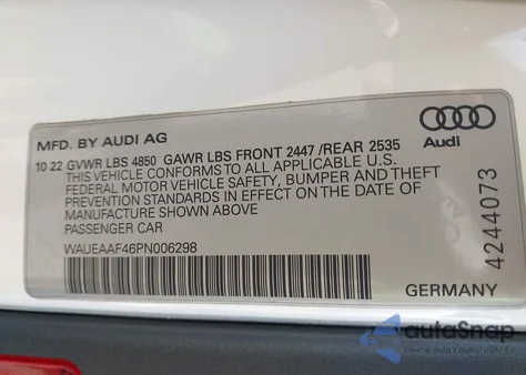 2023 Audi A4 Premium Plus 45 Tfsi S Line Quattro S Tronic from USA, damaged, VIN WAUEAAF46PN006298